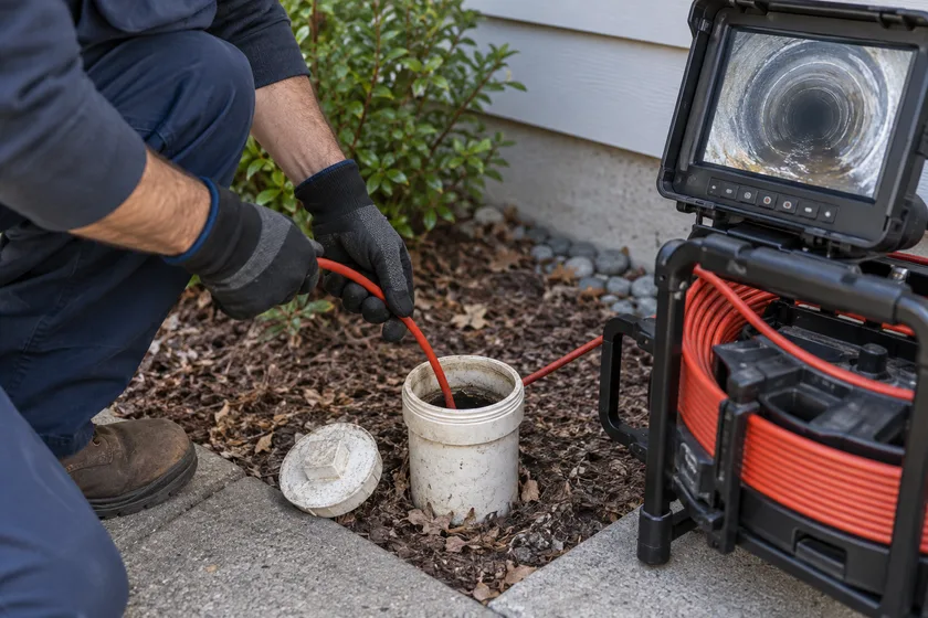 Drain camera inspection through a cleanout