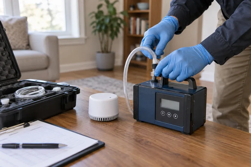 Indoor air sampling equipment and a radon monitor