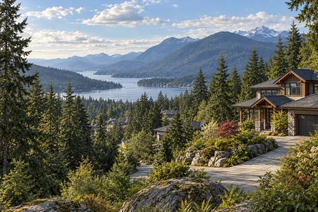 Photorealistic scene inspired by Anmore, British Columbia
