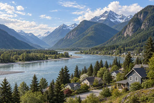 Photorealistic scene inspired by Hope, British Columbia