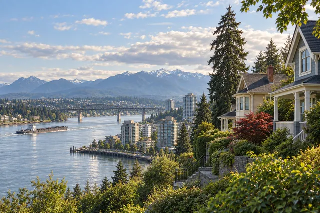 Photorealistic scene inspired by New Westminster, British Columbia