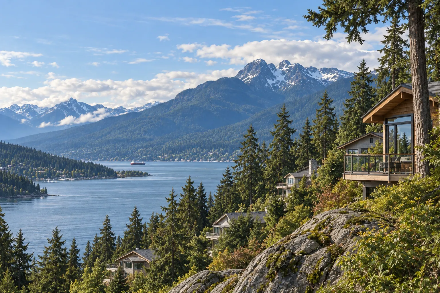 Photorealistic scene inspired by North Vancouver, British Columbia