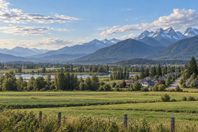 Photorealistic scene inspired by Pitt Meadows, British Columbia