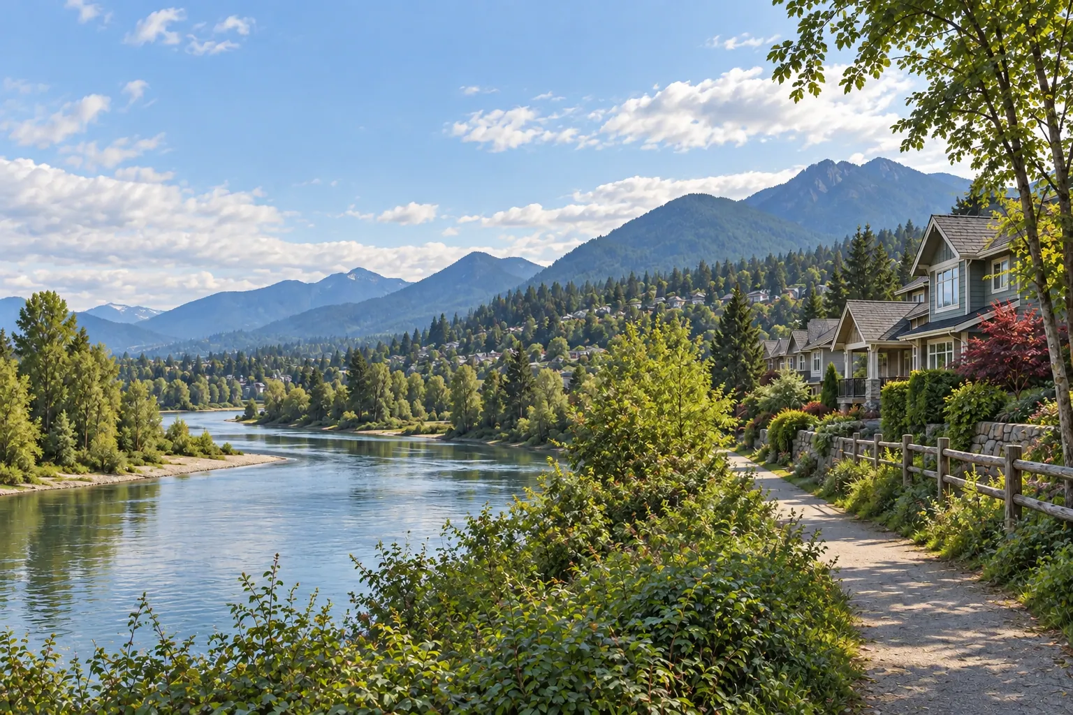 Photorealistic scene inspired by Port Coquitlam, British Columbia