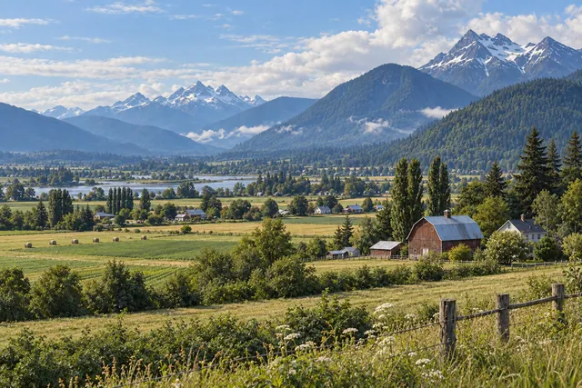 Photorealistic scene inspired by Rural Fraser Valley, British Columbia