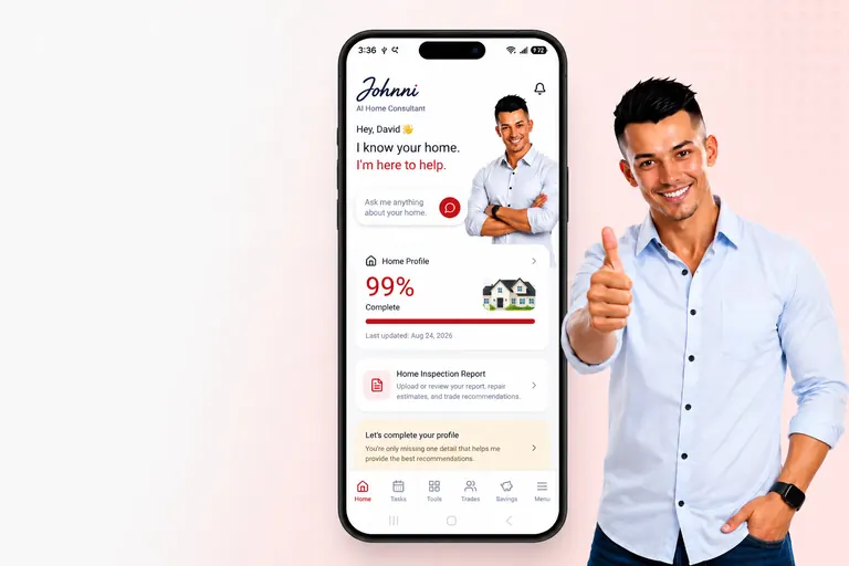Johnni home consultant beside the private homeowner dashboard