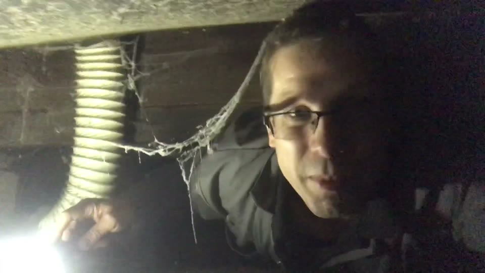 An active leak beneath a mobile home