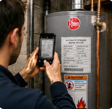 Scanning a water-heater data plate with the app