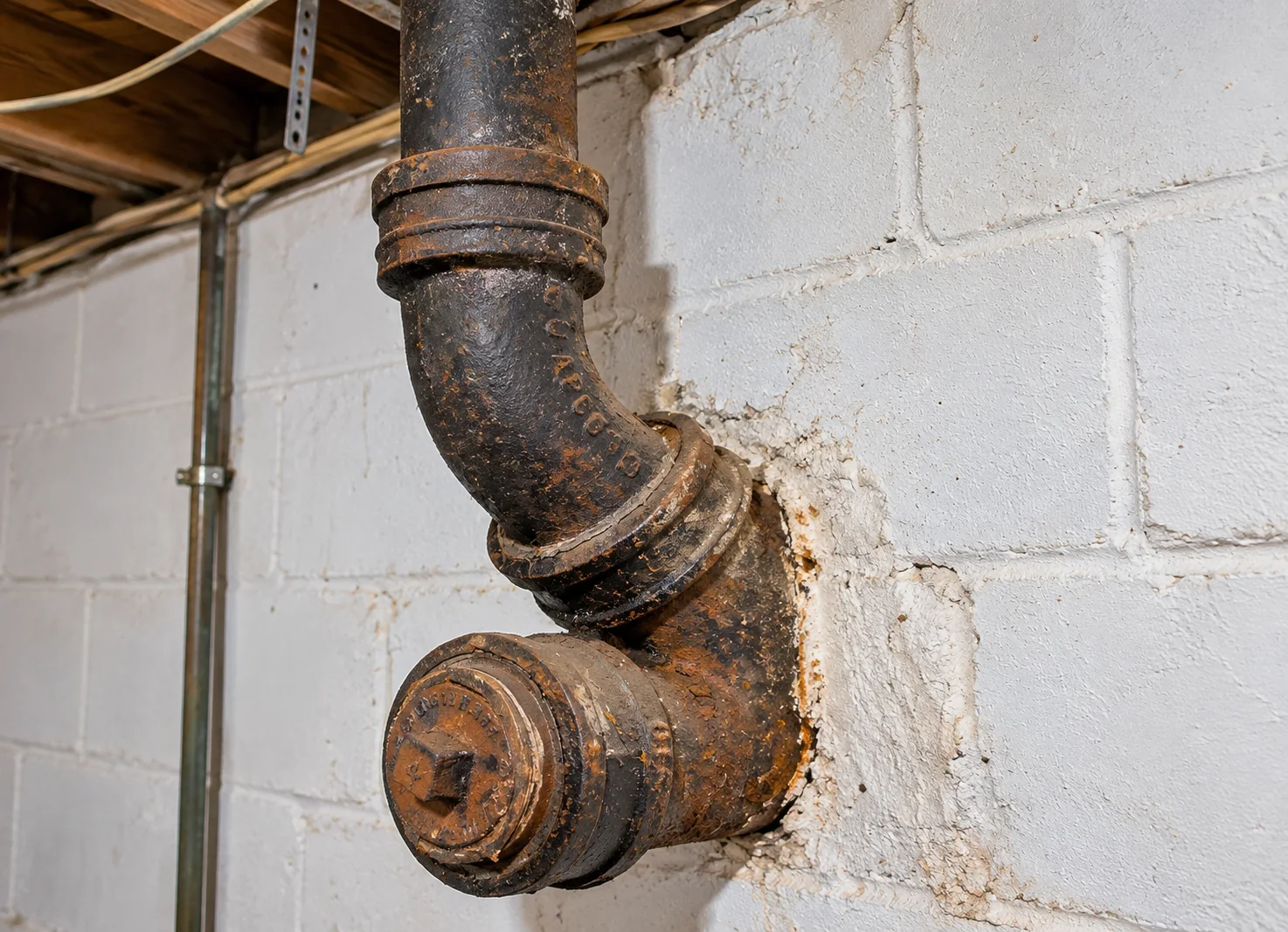 Aging and corroded cast-iron sewer line