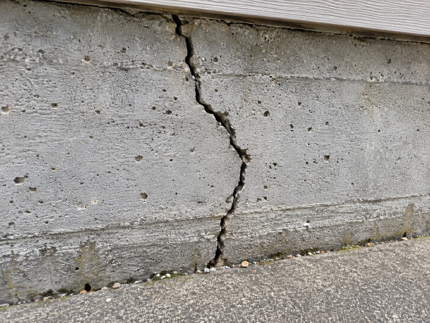 Significant crack in a concrete foundation